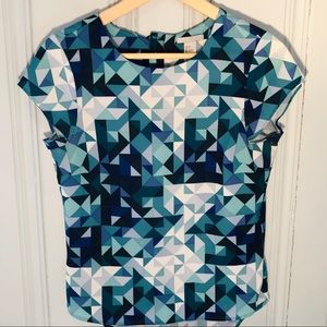 Geometric blue cap sleeve H&M top